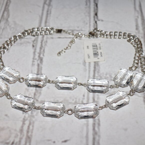 ❄️💎 Silver & Clear Beaded Statement Necklace · 17–20" Adjustable · NWT Macy’s - Picture 4 of 7